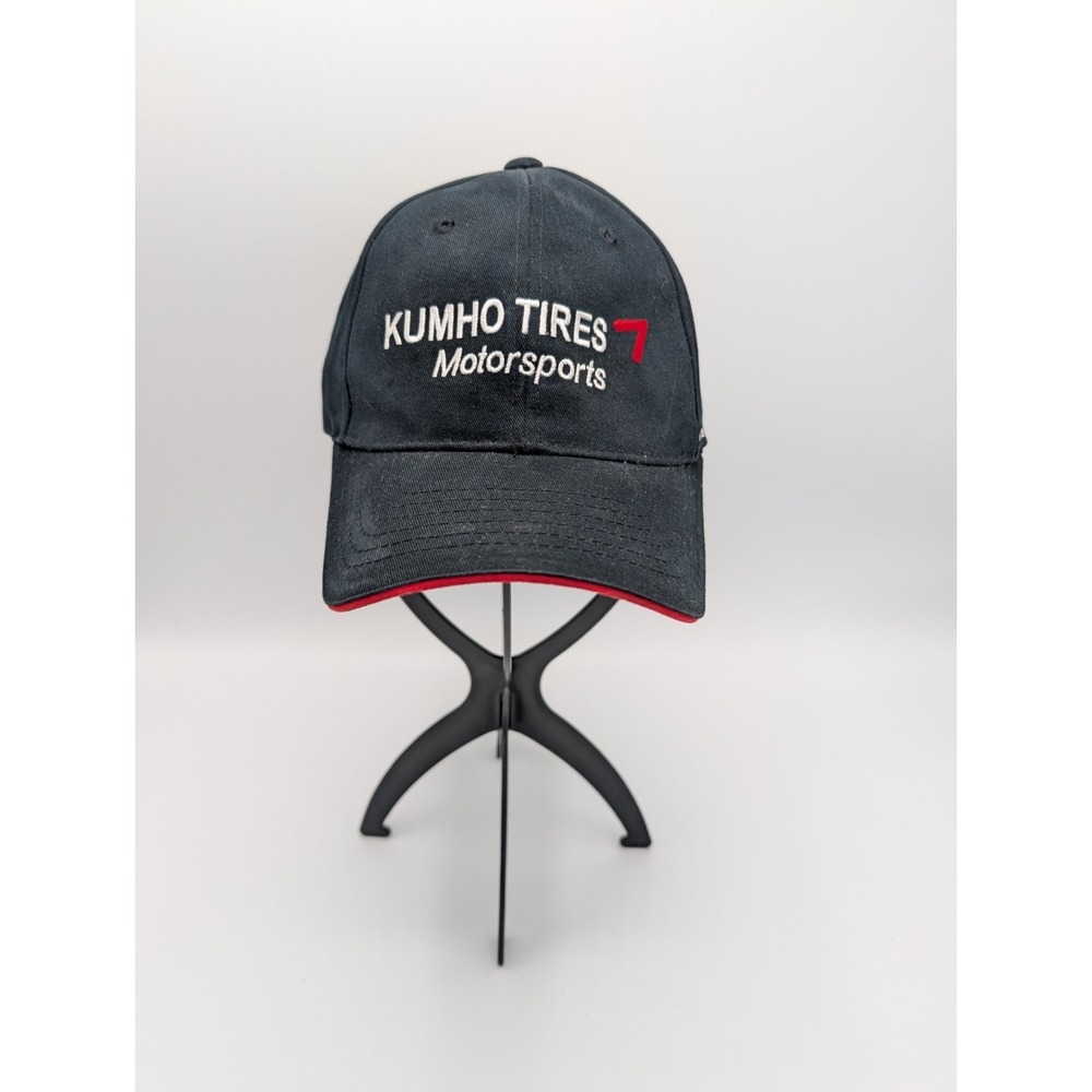 Kumho Tires Motorsport Adjustable Strapback Hat Cap, Black, Red, White Embroide